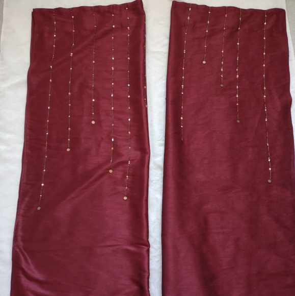 Pier 1 sequins drapes curtains window treatments burgundy Holiday